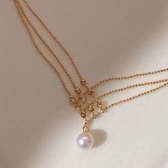 18K Gold-Plated Beanie Necklace with Edison Pearls - Picture 4 of 4